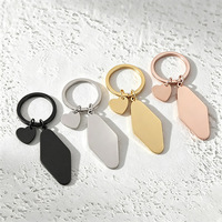 Porte-clés vierge en acier inoxydable finition miroir forme diamant gravure laser impression UV cadeau promotionnel porte-clés métallique vente en gros