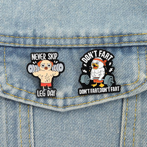 Broches de Esmalte con Humor de Gimnasio, Perro y Pato, Nunca Dejar de Entrenar las Piernas, Meme de Fitness, Joyería Divertida para el Uso Diario de los Amantes del Ejercicio, Venta al por Mayor - Product Image 1