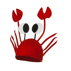 批发红色龙虾蟹帽万圣节定制动物帽搞笑礼品服装配件派对帽