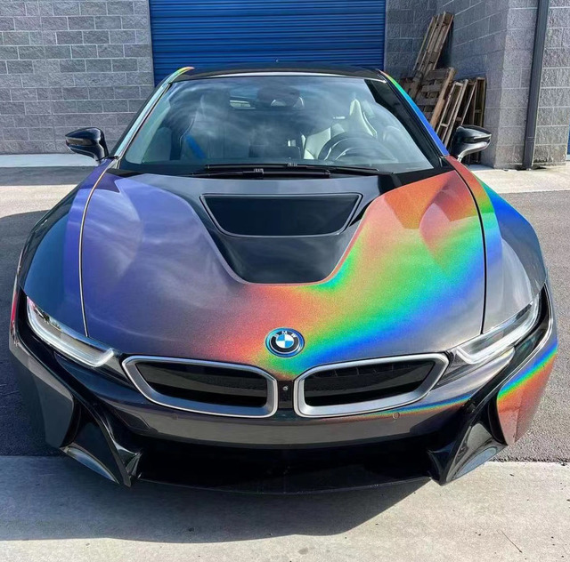 High Quality Car Wraps PET Release Super Gloss Grey Holographic Laser Wrapping Car Vinyl Film