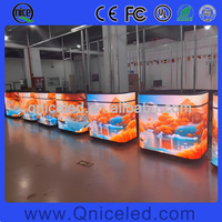 Comptoir LED mobile avec roues, table d'exposition portable, présentoir pour salon professionnel, comptoir de bar LED, poste de DJ