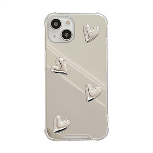 Custodia per telefono con cuore morbido in stile coreano per <span class=keywords><strong>iPhone</strong></span> 16 15 13 Pro Max 12 XS <span class=keywords><strong>XR</strong></span> <span class=keywords><strong>Cover</strong></span> <span class=keywords><strong>protettiva</strong></span> per specchio argenteo alla moda carina - Product Image 6