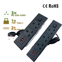 En iyi fiyat İngiltere/ab/abd masa elektrik fişleri çıkış dahili masaüstü gizli 3 çıkışları plastik 2 USB 13A dişi uçlu uzatma kablosu