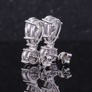 Серьги-подвески <span class=keywords><strong>Starsgem</strong></span> из твердого золота с муассанитом, грушевидной бриллиантовой огранкой и круглым муассанитом - Product Image 3