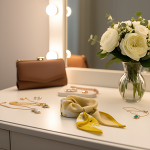 Pañuelo Cuadrado Pequeño con Estampado Floral de 70x70cm y 38g, Accesorio de Moda para Mujer - Product Image 2