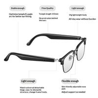 Lunettes intelligentes à monture carrée en métal avec commande tactile, assistant vocal, musique, appels, traduction IA et double batterie