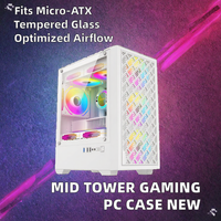 Boîtier PC de jeu LY nouvelle génération, format Mid Tower, avec panneau latéral en verre trempé, construction en acier, compatible MATX/ITX.
