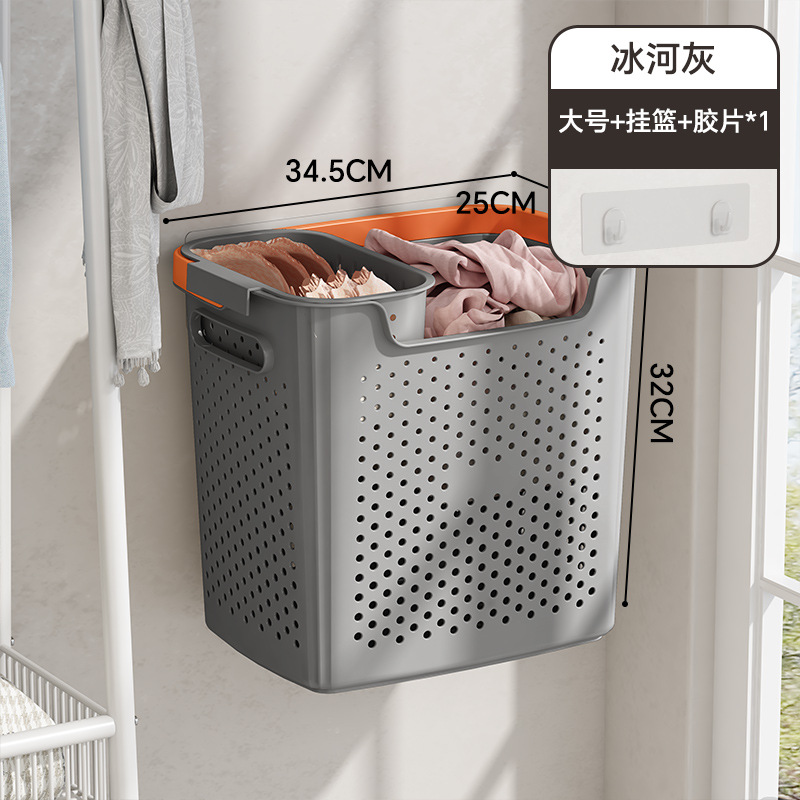 Cesta colgante en forma de L, gris, 1 película.