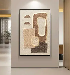 Chinese Abstracte Muur Decor Delicate Korrels 3d Painting Hotel Legering Zwart Frame Bedrukt Zandsteen Kunst