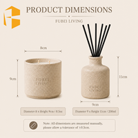 FUBEI LIVING Pot à bougie en céramique mate à double mèche, cire de soja, pour l'inauguration de la maison, parfum d'intérieur, aromathérapie, ensembles de diffuseurs à bâtonnets