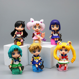 Set de 6 Figuras de Acción de Sailor Moon, Versión Q, Tsukino Usagi, Adornos Lindos para Escritorio - Product Image 1