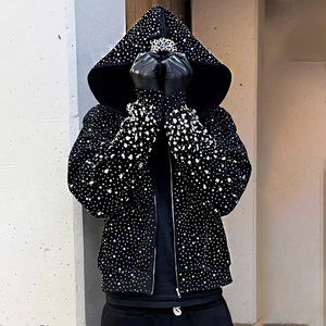 Fabricant de vêtements sur mesure – Nouveaux sweats à capuche zippés intégralement avec strass pour hommes – Blouson à capuche en strass de haute qualité pour hommes - Product Image 1