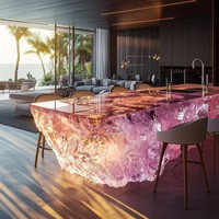 Comptoir de bar lumineux en acrylique transparent de luxe léger, table basse de salon au design nordique moderne