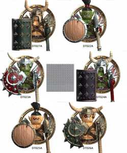 Figurine de guerrier orque médiéval fantastique, blocs de construction, armure, bouclier, arme, jouet en briques pour collection ou cadeau - Product Image 1