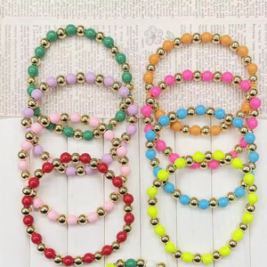 CH-JDT0778 Magnifique <span class=keywords><strong>bracelet</strong></span> élastique en perles de <span class=keywords><strong>plastique</strong></span> colorées, taille réglable, <span class=keywords><strong>bracelet</strong></span> rouge/rose/orange/jaune pour cadeau - Product Image 1