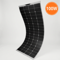 100W 12V Panneaux solaires monocristallins légers ultra flexibles à division noire pour la charge hors réseau pour voiture de camping-car courbe pliable