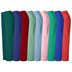 Medical Surgical Pants Solid Color Unisex Doctor Nurse Workwear Polyester Woven Elastic Waist Hospital Uniforms - Product Image 1