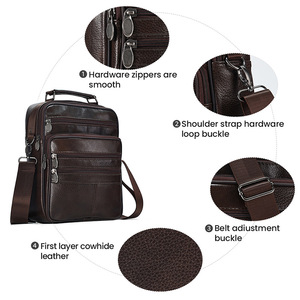 Sac messager en cuir véritable Dujiang pour homme, grande capacité, sac bandoulière vertical, durable, couleur unie, style professionnel - Product Image 2