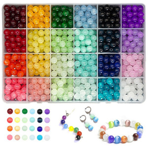 Diy Jewelry Making Kit 8mm Glass <b>Beads</b> 1200 Pieces For Bracelet Necklace Crafting Supplies Colorful Beading <b>Set</b> - Product Image 2