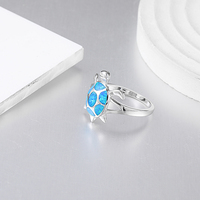Bague en argent sterling 925 inspirée de l'océan XYOP, design tortue, artisanat exquis, brille d'une lueur marine irisée, à porter tous les jours