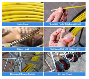 Fiberglass Wire Cable Snake Electric Reel Running <b>Rod</b> Duct Rodder - Product Image 4