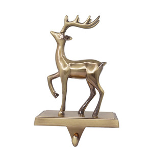 Modern Christmas Vintage Deer Reindeer Brass Antlers Weighted Metal <strong>Stocking</strong> <strong>Holder</strong> for <strong>Stocking</strong> Mantle Factory - Product Image 2