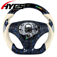 Volant de direction en fibre de carbone forgée bleue avec LED pour BMW E60 E61 E62 E63 E64 E36 M3 E92 E30 325i E90 Série 3/5/6