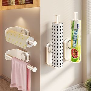 Soporte para toallas de cocina Shu Zheng, montado en la pared, sin perforaciones, para guardar rollos de plástico en el gabinete. - Product Image 1