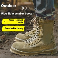 Bottes de randonnée tactiques ultra-légères pour hommes avec maille respirante, tige haute, semelle extérieure en caoutchouc pour l'automne et l'hiver