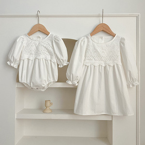 Conjunto de otoño Bebé Diseño simple Mono <span class=keywords><strong>Pijamas</strong></span> Encaje blanco Princesa Vestido de fiesta para niños Niña - Product Image 3