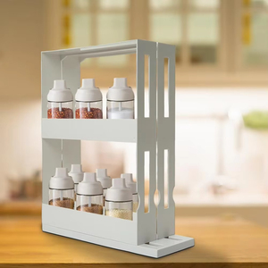 Swivel <b>Plastic</b> Pull-out Adjustable <b>Sliding</b> Spice Rack Organizer with Multi-functional Design and Capacity - Product Image 1