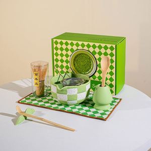 Japanese Ceramic Matcha Bowl <b>Set</b> 4/5/7/8-Piece <b>Set</b> Matcha Kit Accessories Ceramic Bamboo Whisk Scoop Strainer Holder <b>Set</b> - Product Image 1