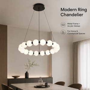 Lustre moderne à anneaux LED 30W avec télécommande, variateur d'intensité, trois couleurs, structure métallique pour salle à manger et salon intérieurs - Product Image 2