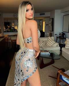 NOVANCE Abito Trasparente Nude Particolare per Compleanno Donna Vestito Trasparente Sexy con Strass - Product Image 3