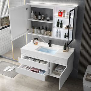 French-style <b>white</b> bathroom cabinet smart <b>mirror</b> cabinet hanging <b>white</b> cabinet body glass cabinet door - Product Image 3