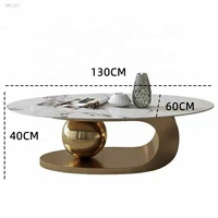 Lumière de luxe de haute qualité marbre haut en acier inoxydable cadre salon meubles prix de gros ovale doré Centre Table basse