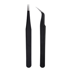 Pinces à épiler antistatiques en acier inoxydable de haute précision, à pointes courbées et droites, pour la pose d'extensions de cils et de strass - Product Image 3