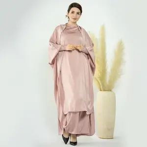 दो पीस सेट आउटफिट मुस्लिम ड्रेस महिला अबाया रोब ड्रेस टॉप लूज ट्राउजर इस्लामिक मलेशिया दुबई मॉडल