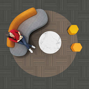 Dalles de moquette adhésives rectangulaires modernes 50x50 en polypropylène épais, amovibles, pour bureaux commerciaux, en vente - Product Image 2