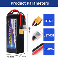Batterie Lipo rechargeable pour drone UAV 6S 3500mAh22.2V60C pour voiture RC/hélicoptère/FPV personnalisée haute performance puissante semi-solide