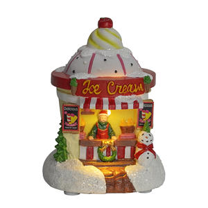 Venta al por mayor Noel Led iluminado Ski Christmas Scene & Ice Cream Shop - Product Image 1
