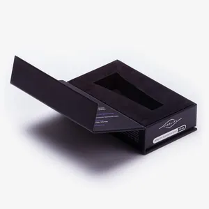 Kit de embalagem com fecho magnético personalizado, caixa de presente preta do cartão da forma do livro com inserção da espuma
