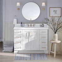 Vanité de salle de bain autoportante de haute qualité Shaker blanc Durable à la mode armoire de salle de bain prix abordable vanité de salle de bain