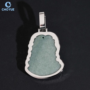 Colgante de Plata 925 con Moissanita y Jade, Bañado en Rodio, Engaste de Garra, Estilo Hiphop, Amuleto de Rostro, Joyería Cristiana, Colgante de Cabeza de Jesús - Product Image 3