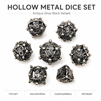 Ensemble de dés polyédriques sphériques DND 7 pièces, en métal creux, faits à la main, écologiques, motif Dragon Orbe en Nickel antique, pour Dungeons & Dragons