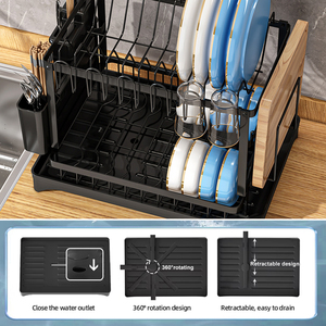 Kitchen Countertop Metal 2 Tier Cutlery <strong>Rack</strong> Hot Selling Tableware <strong>Dish</strong> Drainer Dryer Wholesale Plate <strong>Dish</strong> <strong>Rack</strong> <strong>With</strong> <strong>Tray</strong> - Product Image 4