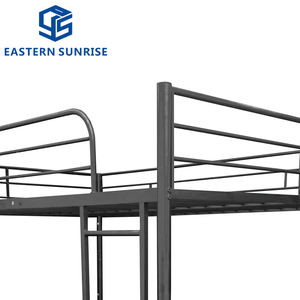 <span class=keywords><strong>Lit</strong></span> superposé vintage en métal noir avec étagère de <span class=keywords><strong>rangement</strong></span> sous le <span class=keywords><strong>lit</strong></span> pour la maison ou le dortoir - Construction en acier robuste - Product Image 6