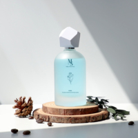 Flacon de parfum en verre rond transparent givré vide de 100 ml avec bouchon blanc