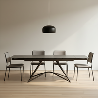 Ensemble de table à manger moderne de luxe Yaofu HZ081 noir, plateau en verre de 10 mm, base géométrique en métal, 8 places, pliable, étanche, extensible