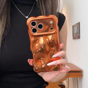 Custodia Morbida in TPU 3D con Effetto Onde d'Acqua e Meteorite per <span class=keywords><strong>iPhone</strong></span> Air <span class=keywords><strong>11</strong></span> 12 13 14 15 16 17 <span class=keywords><strong>Pro</strong></span> Max, Protezione Fotocamera, <span class=keywords><strong>Cover</strong></span> Lucida <span class=keywords><strong>Arancione</strong></span> - Product Image 4